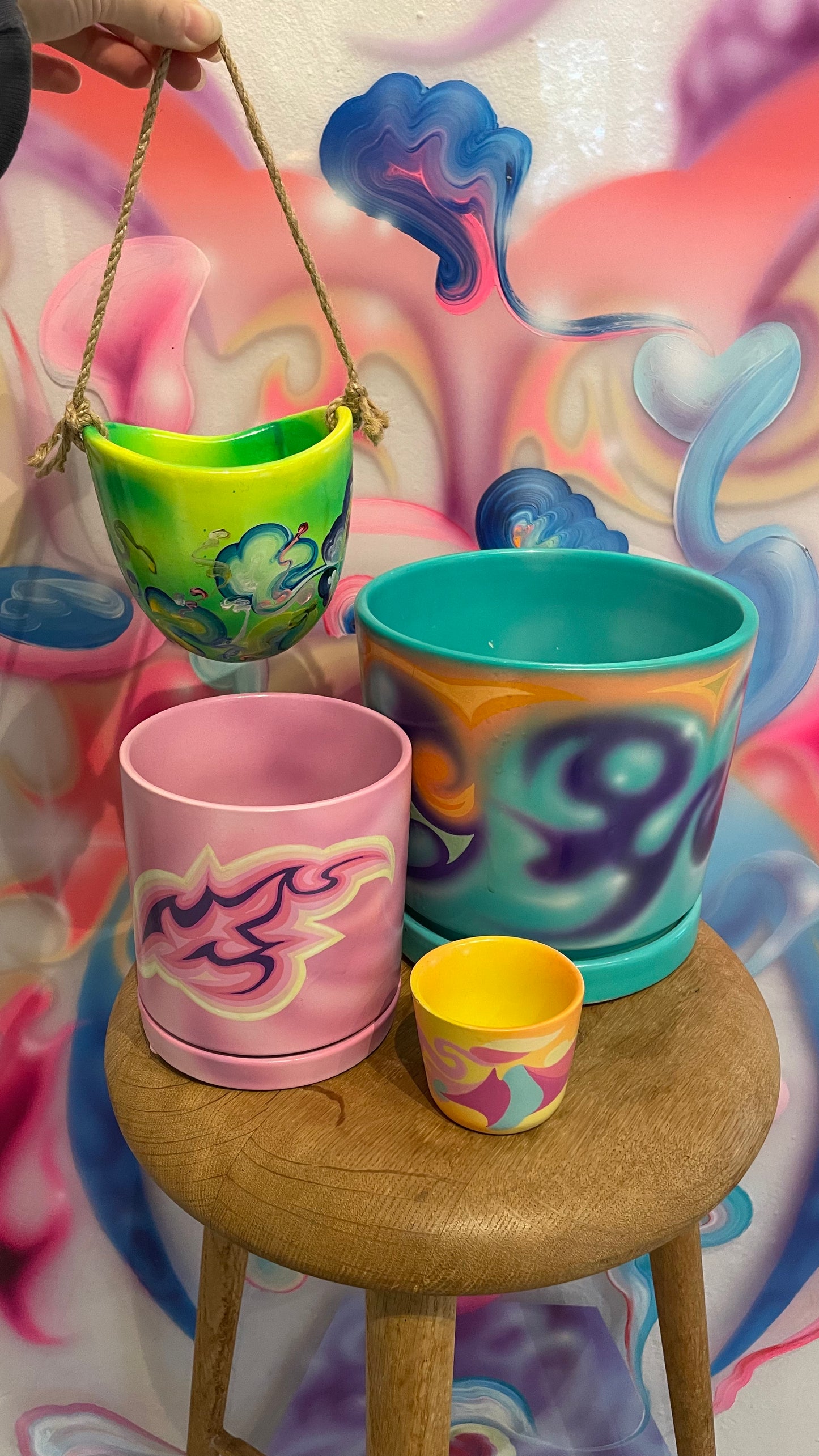 Handpainted Hanging Pot